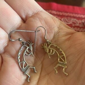 Vintage Sterling Silver Dangle Kokopelli Earrings